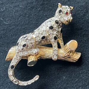 Vintage Leopard on branch brooch